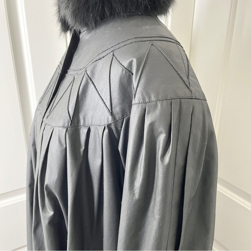 Vintage Love Modocc Fur Collar Stroller Raincoat Overcoat - Black - Medium/Large - Picture 8 of 16